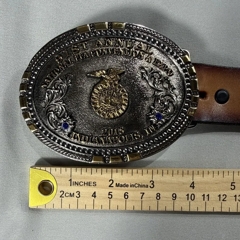 FFA Convention Belt Buckle 2018 Indianapolis Western AG Leather Belt & Buckle